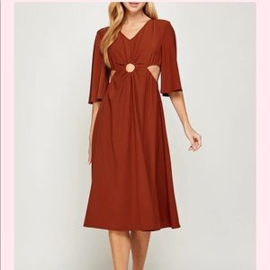 Cut out midi dress Medium in rust